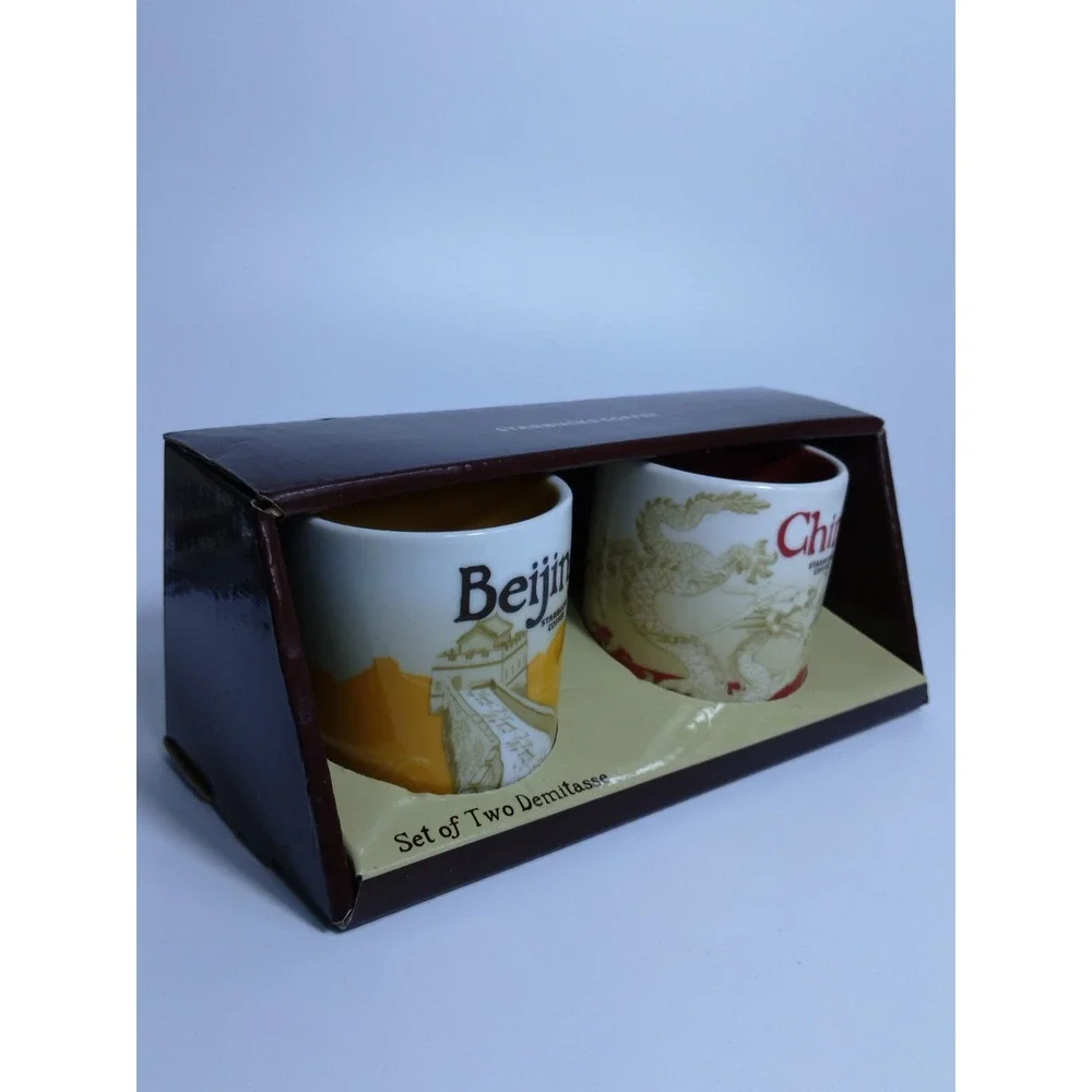 Starbucks Set Of Two China Demitasse Espresso‎ Cups 3 Fl Oz